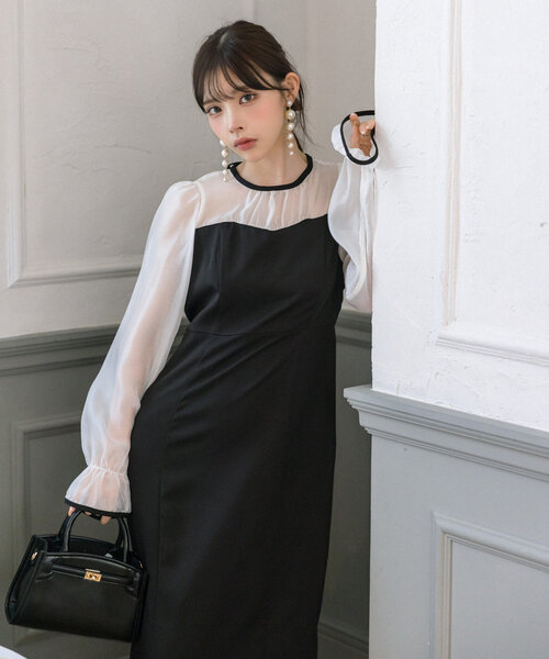 OLIVE des OLIVE(オリーブデオリーブ)の「【手洗い可能/オケージョン対応】後ろリボンドッキングワンピース(ドレス・レディース・ブラック/ブラウン/ブラック系その他/オフホワイト・FREE)」の21枚目の写真