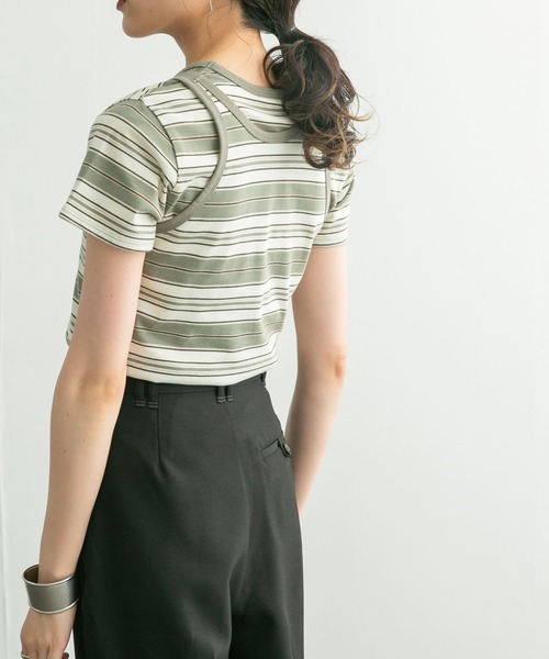 KBF(ケイビーエフ)の「コンパクトレイヤードTEE(Tシャツ/カットソー・レディース・ネイビー/アイボリー/グリーン系その他・ONE)」の14枚目の写真