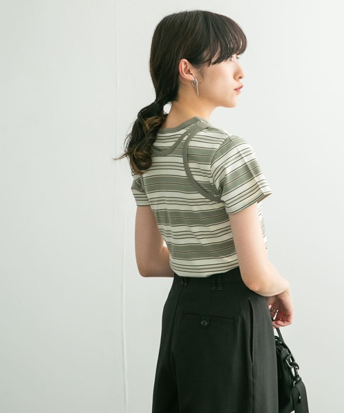 KBF(ケイビーエフ)の「コンパクトレイヤードTEE(Tシャツ/カットソー・レディース・ネイビー/アイボリー/グリーン系その他・ONE)」の17枚目の写真