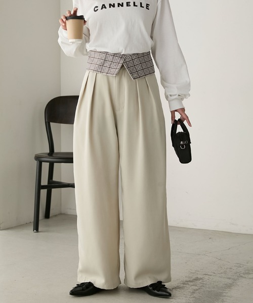 セール】2wayコルセット/ターンバックチェック2タックパンツ（その他