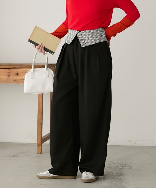 セール】2wayコルセット/ターンバックチェック2タックパンツ（その他