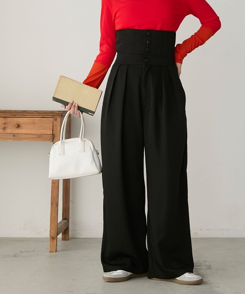 セール】2wayコルセット/ターンバックチェック2タックパンツ（その他