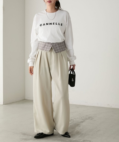 セール】2wayコルセット/ターンバックチェック2タックパンツ（その他