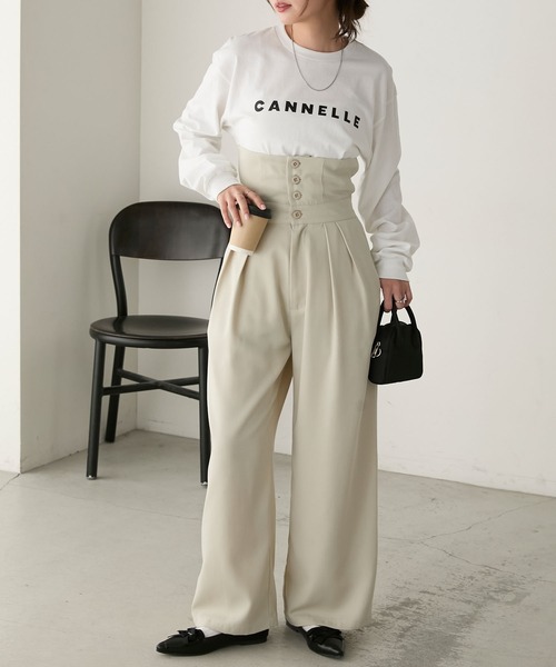 BONLECILL(ボンルシール)の「2wayコルセット/ターンバックチェック2タックパンツ(その他パンツ・レディース・ネイビー/ブラック/ベージュ/チャコールグレー・L/M)」の12枚目の写真