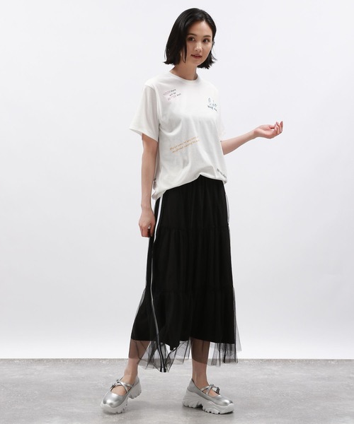 LAKOLE（ラコレ）の「ラフタッチランダムロゴT / 136061（Tシャツ/カットソー・レディース・ベージュ/チャコール/オフホワイト・SMALL/MEDIUM）」の19枚目の写真