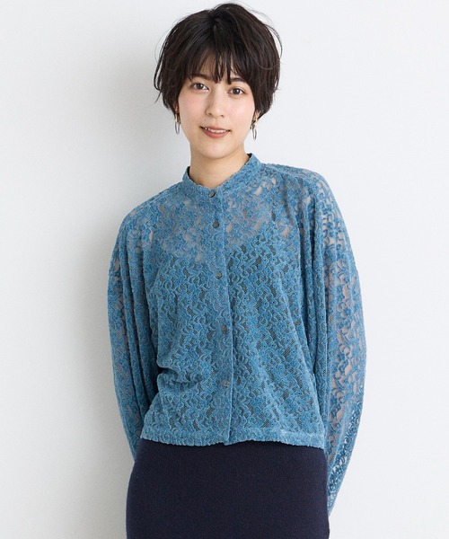 INED CLARO(イネドクラロ)の「刺繍レースバンドカラーブラウス(シャツ/ブラウス・レディース・ブルー/ブラウン・フリー)」の3枚目の写真
