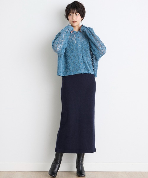 INED CLARO(イネドクラロ)の「刺繍レースバンドカラーブラウス(シャツ/ブラウス・レディース・ブルー/ブラウン・フリー)」の4枚目の写真