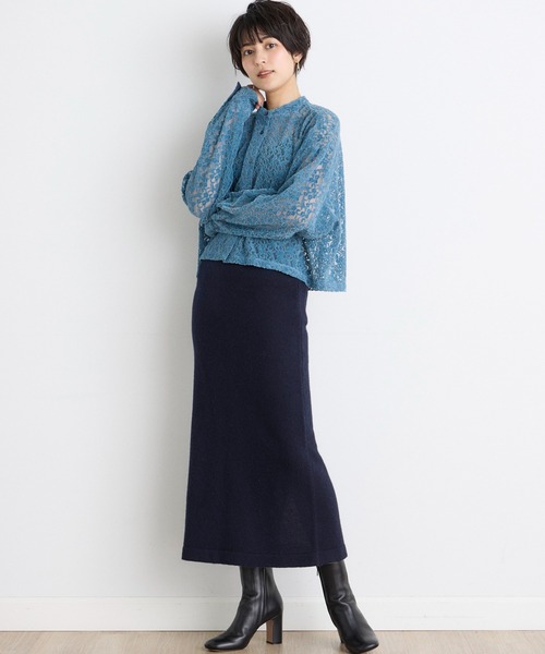 INED CLARO(イネドクラロ)の「刺繍レースバンドカラーブラウス(シャツ/ブラウス・レディース・ブルー/ブラウン・フリー)」の5枚目の写真