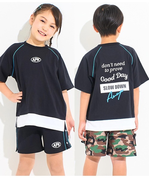 ANAP kids(アナップキッズ)の「カラーパイピングラグランTシャツ【別売りSETUP】(Tシャツ/カットソー・キッズ・ブラック/ライトグレー/グリーン・110cm/120cm/130cm)」の2枚目の写真