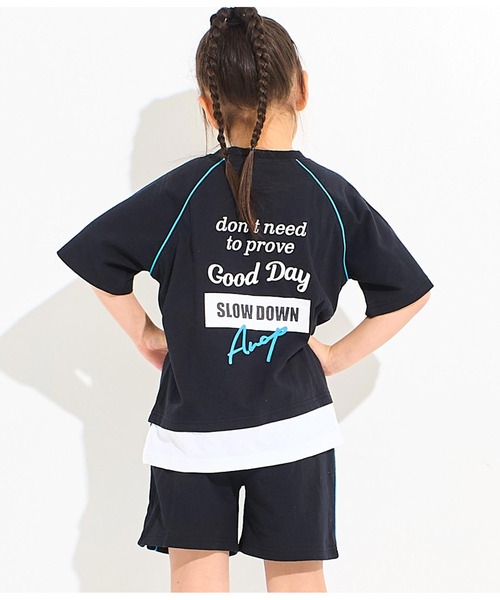 ANAP kids(アナップキッズ)の「カラーパイピングラグランTシャツ【別売りSETUP】(Tシャツ/カットソー・キッズ・ブラック/ライトグレー/グリーン・110cm/120cm/130cm)」の14枚目の写真