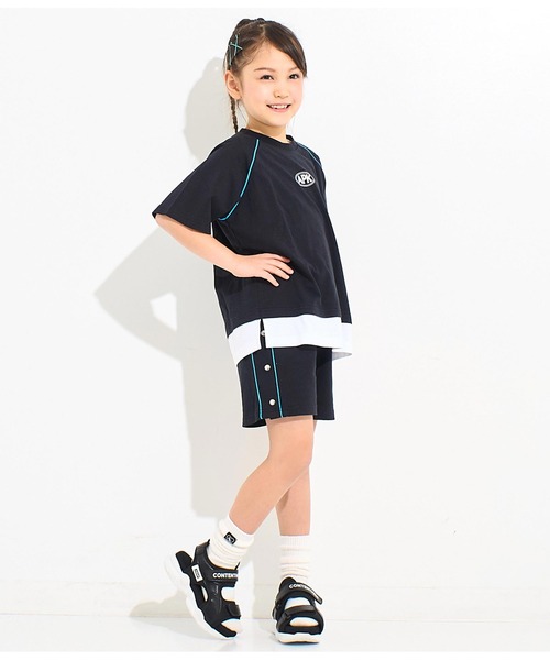 ANAP kids(アナップキッズ)の「カラーパイピングラグランTシャツ【別売りSETUP】(Tシャツ/カットソー・キッズ・ブラック/ライトグレー/グリーン・110cm/120cm/130cm)」の13枚目の写真
