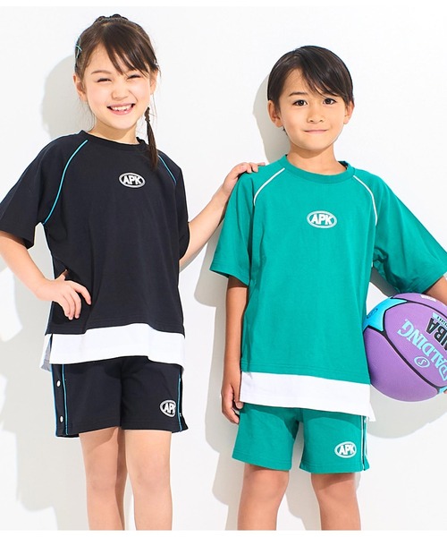 ANAP kids(アナップキッズ)の「カラーパイピングラグランTシャツ【別売りSETUP】(Tシャツ/カットソー・キッズ・ブラック/ライトグレー/グリーン・110cm/120cm/130cm)」の4枚目の写真