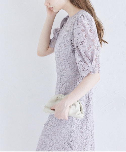 【セール】後ろリボン付きパフスリーブレースタイトワンピース（ワンピース）｜tocco closet（トッコ クローゼット）