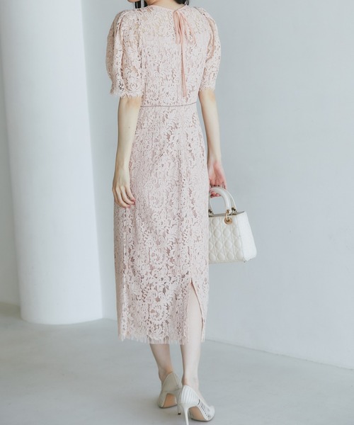 kloset クロセット ミニワンピース　パフスリーブ グレー tocco closet（トッコ クローゼット）の「後ろリボン付きパフスリーブ