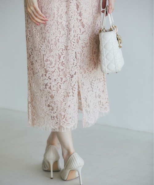 【セール】後ろリボン付きパフスリーブレースタイトワンピース（ワンピース）｜tocco closet（トッコ クローゼット）