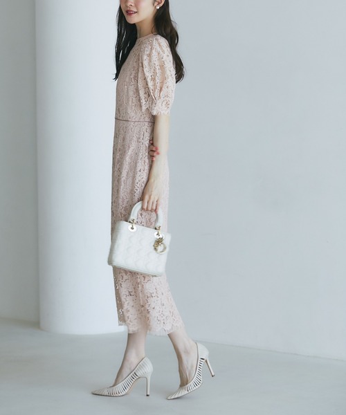 【セール】後ろリボン付きパフスリーブレースタイトワンピース（ワンピース）｜tocco closet（トッコ クローゼット）