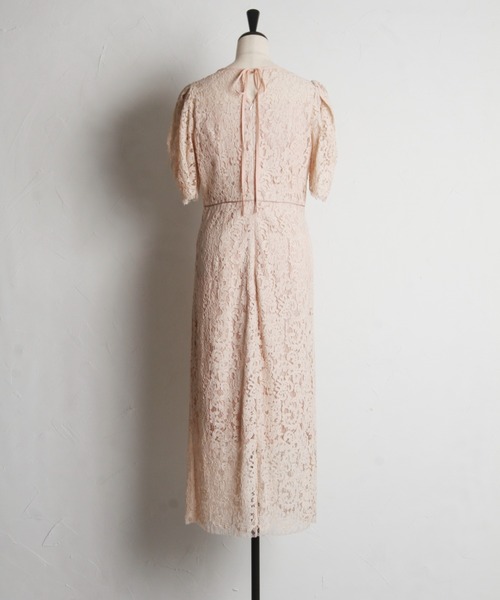 【セール】後ろリボン付きパフスリーブレースタイトワンピース（ワンピース）｜tocco closet（トッコ クローゼット）