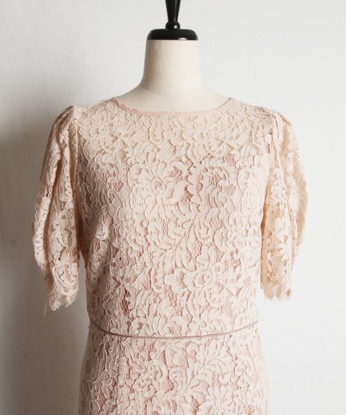 【セール】後ろリボン付きパフスリーブレースタイトワンピース（ワンピース）｜tocco closet（トッコ クローゼット）