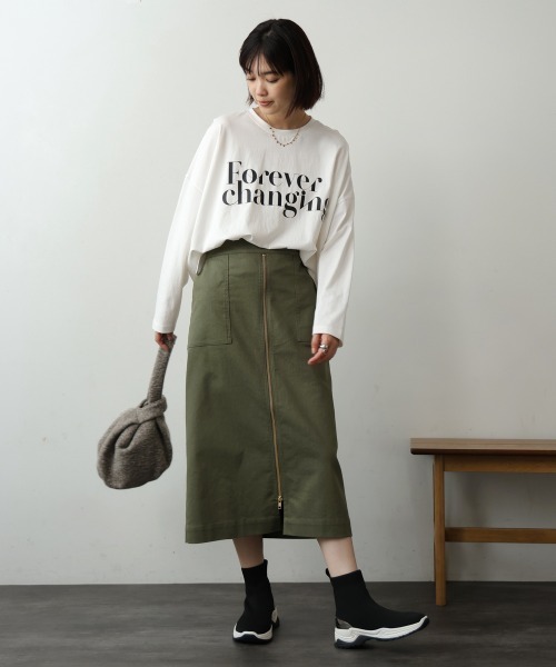 Bou Jeloud(ブージュルード)の「メッシュレイヤードワークスカート(スカート・レディース・インディゴブルー/カーキ・38)」の18枚目の写真