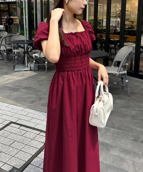 one after another NICE CLAUP（ワンアフターアナザーナイスクラップ）の「【新色追加】スタイルアップシャーリングワンピース（ワンピース・レディース・レッド/アイボリー/ブラック系その他/ブラウン系その他・SMALL/MEDIUM）」の9枚目の写真