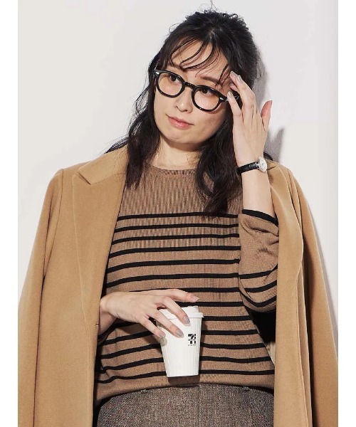 Perfect Suit FActory(パーフェクトスーツファクトリー)の「【洗える】オータムマリン 配色ボーダーニット オフホワイト/ブラック/ブラウン(ニット/セーター・レディース・ブラック/オフホワイト/ブラウン・S/M/L)」の3枚目の写真