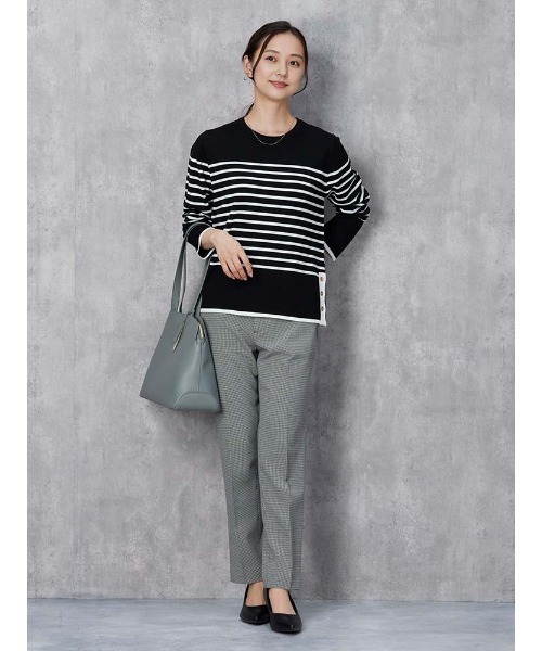 Perfect Suit FActory(パーフェクトスーツファクトリー)の「【洗える】オータムマリン 配色ボーダーニット オフホワイト/ブラック/ブラウン(ニット/セーター・レディース・ブラック/オフホワイト/ブラウン・S/M/L)」の7枚目の写真