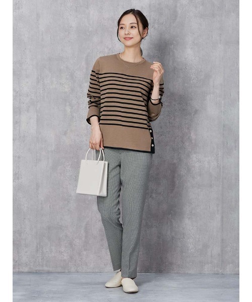 Perfect Suit FActory(パーフェクトスーツファクトリー)の「【洗える】オータムマリン 配色ボーダーニット オフホワイト/ブラック/ブラウン(ニット/セーター・レディース・ブラック/オフホワイト/ブラウン・S/M/L)」の9枚目の写真