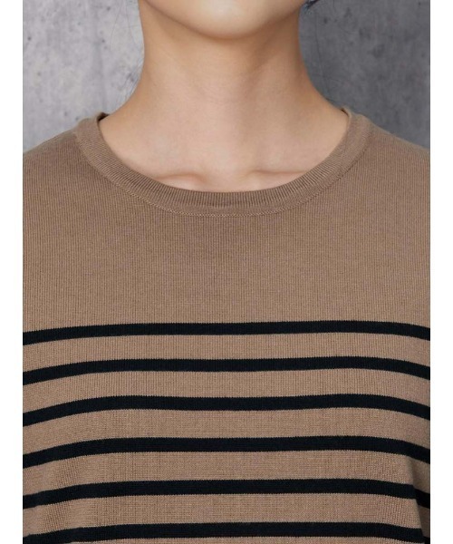 Perfect Suit FActory(パーフェクトスーツファクトリー)の「【洗える】オータムマリン 配色ボーダーニット オフホワイト/ブラック/ブラウン(ニット/セーター・レディース・ブラック/オフホワイト/ブラウン・S/M/L)」の13枚目の写真