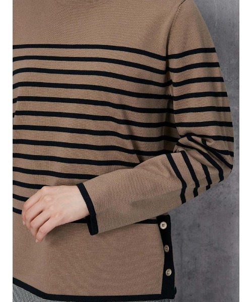 Perfect Suit FActory(パーフェクトスーツファクトリー)の「【洗える】オータムマリン 配色ボーダーニット オフホワイト/ブラック/ブラウン(ニット/セーター・レディース・ブラック/オフホワイト/ブラウン・S/M/L)」の14枚目の写真