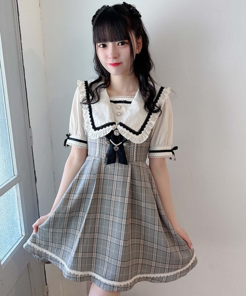 ROJITA セーラー重ね着風ワンピース ピンク
