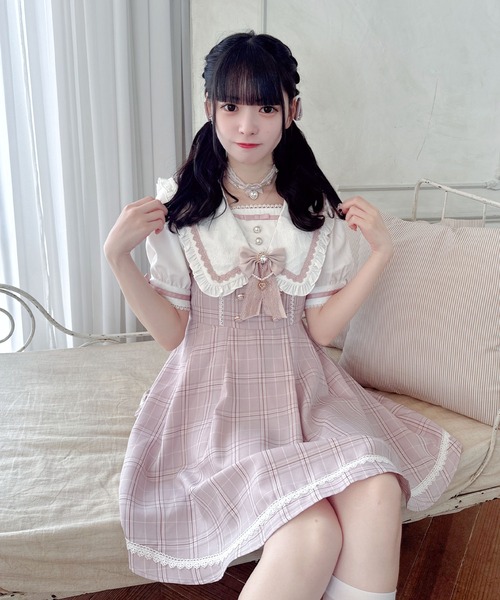 【完売品❗️ROJITA】配色レーシースタンドカラーワンピース ロジータ ROJITA 配色レーシースタンドカラーワンピース