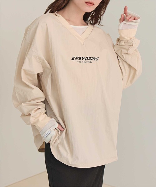 miette(ミエット)の「ロゴプリントVネックプルオーバー(Tシャツ/カットソー・レディース・ブラック/アイボリー・FREE)」の2枚目の写真
