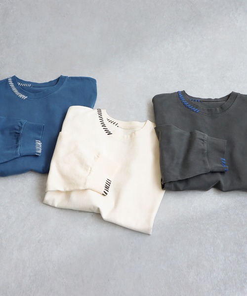 antiqua(アンティカ)の「ハンドステッチデザインロンT(Tシャツ/カットソー・レディース・スミクロ/ブルー/アイボリー・R/P)」の20枚目の写真