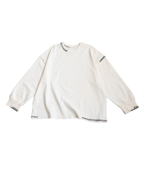 antiqua(アンティカ)の「ハンドステッチデザインロンT(Tシャツ/カットソー・レディース・スミクロ/ブルー/アイボリー・R/P)」の21枚目の写真