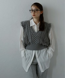 【MINERTE】fringe bulky knit vest / フリンジバルキーニットベスト