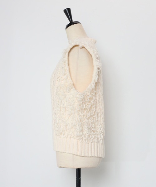 MINERTE（ミネルテ）の「【MINERTE】fringe bulky knit vest / フリンジバルキーニットベスト（ベスト・レディース・ブラック/アイボリー/グレー・FREE）」の10枚目の写真