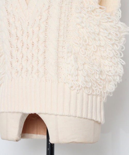 MINERTE（ミネルテ）の「【MINERTE】fringe bulky knit vest / フリンジバルキーニットベスト（ベスト・レディース・ブラック/アイボリー/グレー・FREE）」の13枚目の写真