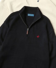 BEVERLY HILLS POLO CLUB/ビバリーヒルズポロクラブ オーバーサイズ ニット ロゴ ワンポイント刺繍 ハーフジップ セーター/レディース メンズ