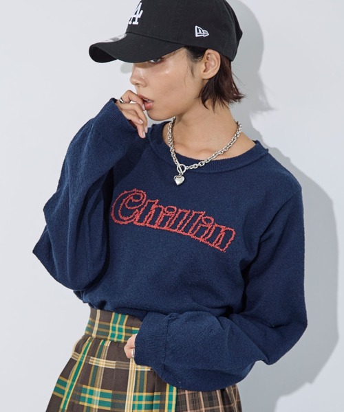 PAGEBOY（ページボーイ）の「ブークレーロゴシシュウニット（ニット/セーター・レディース・オフホワイト/ブラック/ネイビー・FREE）」の3枚目の写真