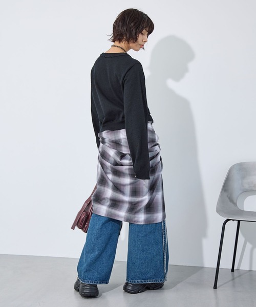 PAGEBOY（ページボーイ）の「ブークレーロゴシシュウニット（ニット/セーター・レディース・オフホワイト/ブラック/ネイビー・FREE）」の10枚目の写真