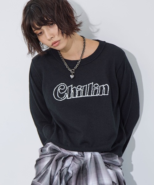 PAGEBOY（ページボーイ）の「ブークレーロゴシシュウニット（ニット/セーター・レディース・オフホワイト/ブラック/ネイビー・FREE）」の11枚目の写真