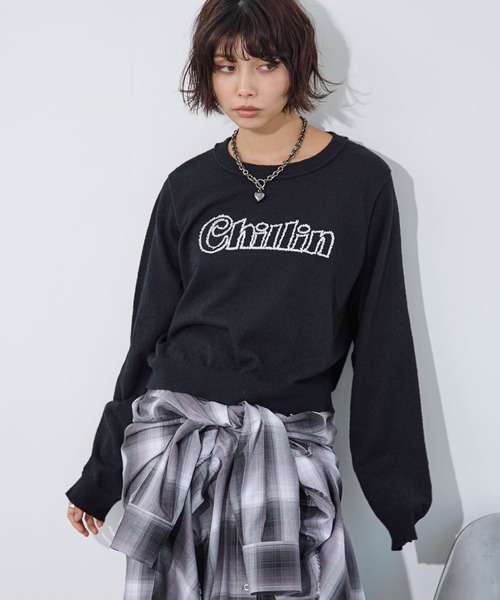 PAGEBOY（ページボーイ）の「ブークレーロゴシシュウニット（ニット/セーター・レディース・オフホワイト/ブラック/ネイビー・FREE）」の12枚目の写真