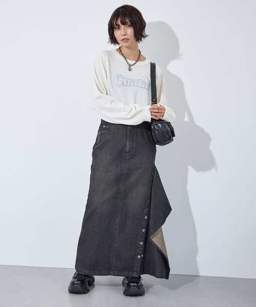 PAGEBOY（ページボーイ）の「ブークレーロゴシシュウニット（ニット/セーター・レディース・オフホワイト/ブラック/ネイビー・FREE）」の4枚目の写真