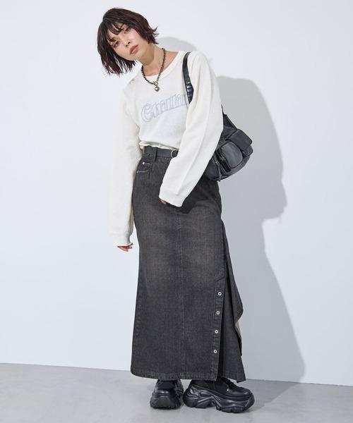 PAGEBOY（ページボーイ）の「ブークレーロゴシシュウニット（ニット/セーター・レディース・オフホワイト/ブラック/ネイビー・FREE）」の5枚目の写真