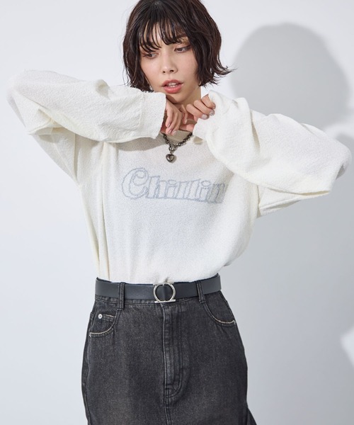 PAGEBOY（ページボーイ）の「ブークレーロゴシシュウニット（ニット/セーター・レディース・オフホワイト/ブラック/ネイビー・FREE）」の8枚目の写真