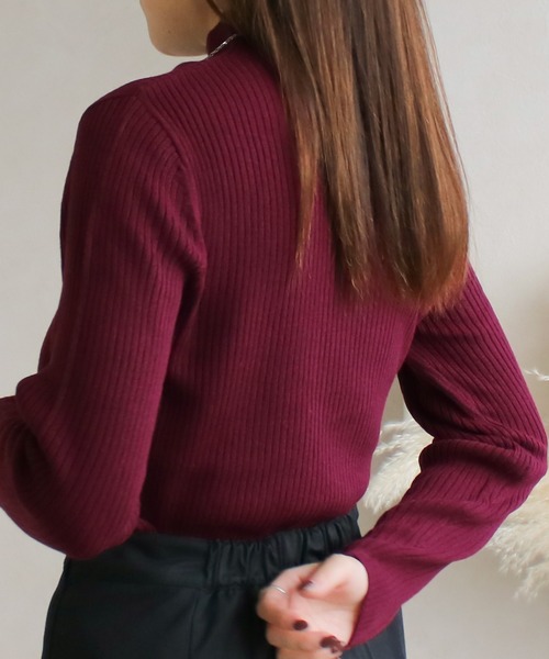 Social GIRL(ソーシャルガール)の「ハイネックムジリブニット(ニット/セーター・レディース・ベージュ/イエロー/ボルドー/オフホワイト/ブルー/グレイッシュベージュ/ブラック・M/L)」の18枚目の写真