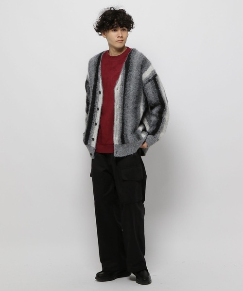 セール】ストライプ柄Vネックカーディガン（カーディガン/ボレロ