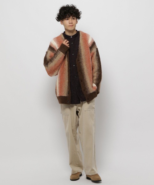 ストライプデザイン カーディガン風ジャケット niko and（ニコアンド）の「ストライプ柄Vネックカーディガン