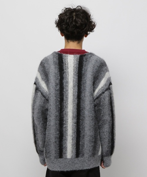 セール】ストライプ柄Vネックカーディガン（カーディガン/ボレロ