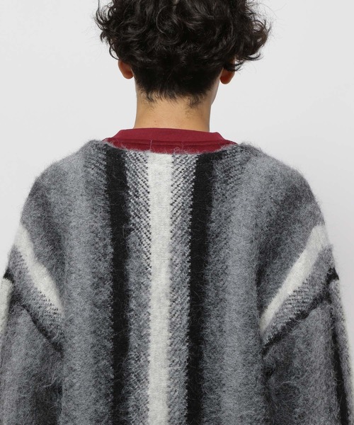 セール】ストライプ柄Vネックカーディガン（カーディガン/ボレロ